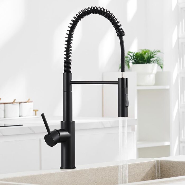 Змішувач кухонний CECIPA з витяжною лійкою, чорний, нержавіюча сталь, 360° обертання, 2 режими струменя