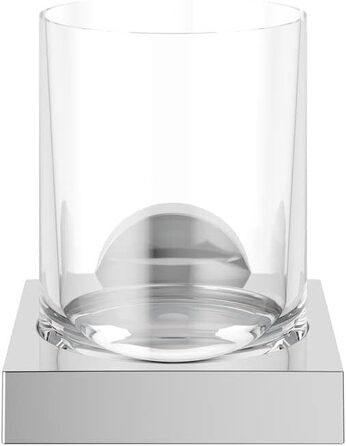 KEUCO Toothbrush Holder, Crystal Glass, Adhesive Mounting, No Drilling Required, High-Gloss Chrome, Glass with Holder, Toothbrush Holder, Edition 90 (including adhesive set)