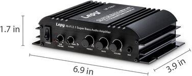 Автоусилювач DollaTek LEPY LP-168S 2.1CH Hi-Fi з сабвуфером, стерео підсилювач для авто, мотоцикла та домашньої акустики, LED-підсвітка, супер бас