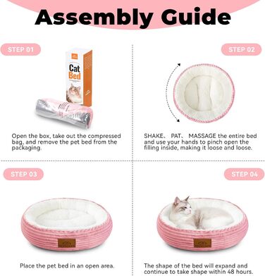 Миска-ліжко для котів, рожева, 51x51x17 см. М'яке, зручне, з антиковзною основою. Підійде для кошенят та маленьких собак. Подарунок для вашого улюбленця!