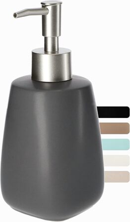 Дозатор для мила KADAX: керамічний диспенсер для мила, рідкого мила, мийного засобу та лосьйонів (антрацит)