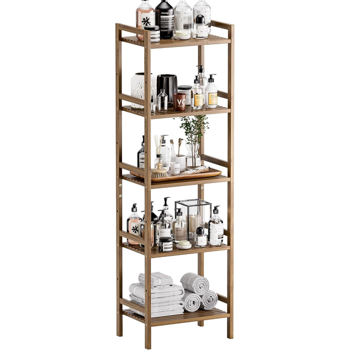 HITNET 5-Tier Freistehendes Bücherregal (Weiß/Walnuss)