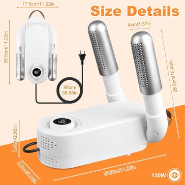 Електричний сушильник для взуття та рукавичок з таймером, 4 тримачі, складаний дизайн