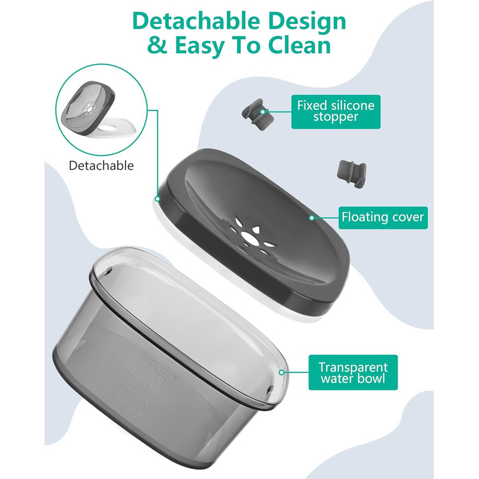 Миска для собак PETTOM 2L, проти проливання, чорна