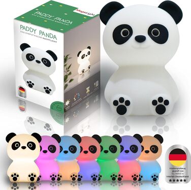 MegaLight LED Night Light for Kids RGB Color Changing | Night Light Baby without Swallowing Hazards | Dimming Nursing Light with Timer | Touch USB Night Lamp for Children's Room | Paddy Panda
