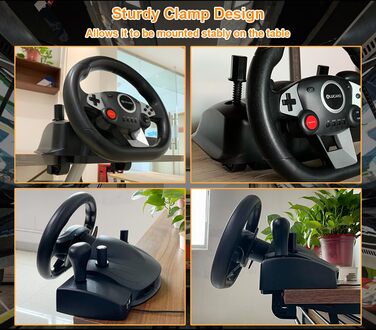 Ігрове кермо DuLingKer з педалями та перемиканням передач, 270° для PC/PS4/Switch/PS3/Xbox One/Xbox 360/Android TV, кермо для перегонів з вібрацією, зворотним зв'язком