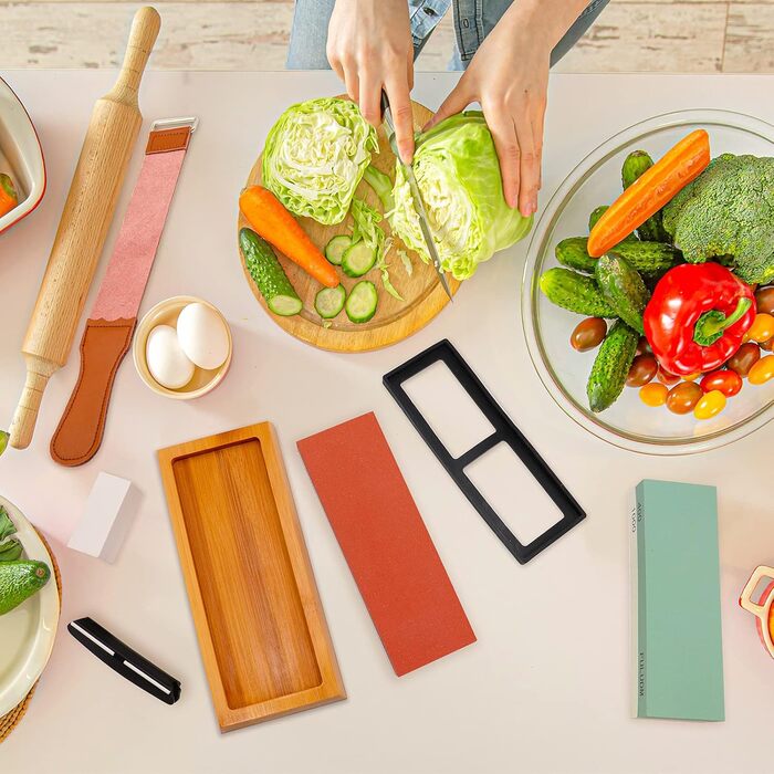 Набір точильних каменів FULUDM для ножів: 400/1000, 3000/8000 - з водою, з антиковзким тримачем