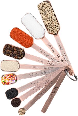 Measuring cup and spoon set, 18/8 stainless steel, measuring cups and spoons, metric and US measuring tool set, durable, 7 cups and 9 spoons, 1 leveler for baking and kitchen