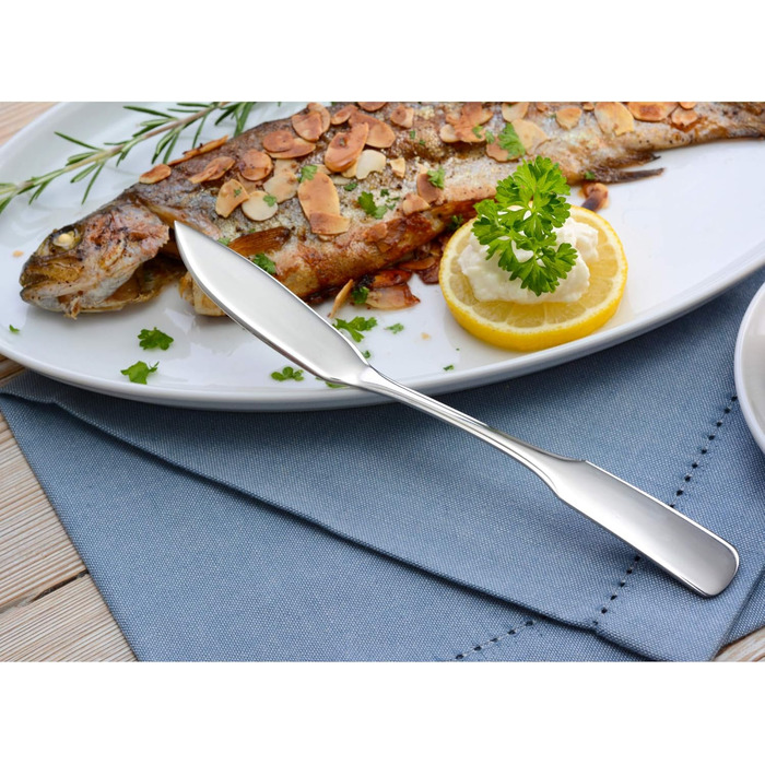GRÄWE Fish cutlery set, 12-piece, fish set for 6 people, fish forks, fish knife, stainless steel cutlery set 18/10, polished, dishwasher-safe, Spaten series