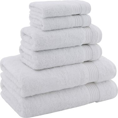Набір махрових рушників American Bath Towels з 100% бавовни, білі, 6 предметів (2 великих банних, 2 для рук, 2 для обличчя), ультрам'які та гігроскопічні