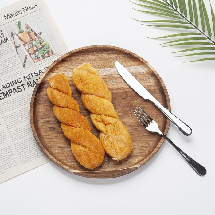 Round Wooden Tray, Acacia Wood Serving Tray, Serving Platter, Appetizer Charcuterie Board, Tray Organizer for Kitchen/Countertop, 35.1 x 35.1 x 2 cm