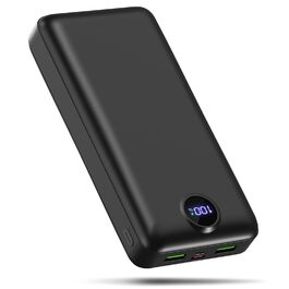 Power Bank 50000mAh з 3 кабелями, швидка зарядка 22.5W, USB-C, LED дисплей, сумісний з iPhone, iPad, Android - Чорний