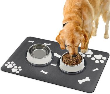 Нековзна килимок під миску для собак та котів Walant, легко миється, швидко сохне, сірий