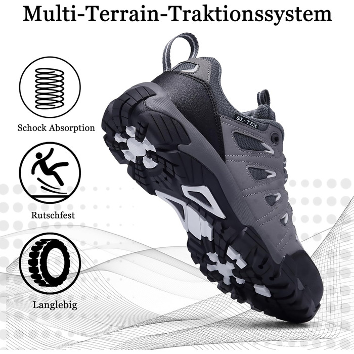 Туфлі для хайкінгу SHULOOK для жінок, водонепроникні, легкі, трекінгові, гірські, туристичні, для кемпінгу, хайкінгу, риболовлі (38 EU, чорний, сірий)