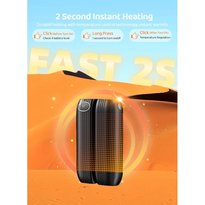 Електричні грілки для рук 2шт, 2500 mAh, портативні, для рукавичок, 3 режими, USB, для спорту та кемпінгу, чорні (для чоловіків та жінок)
