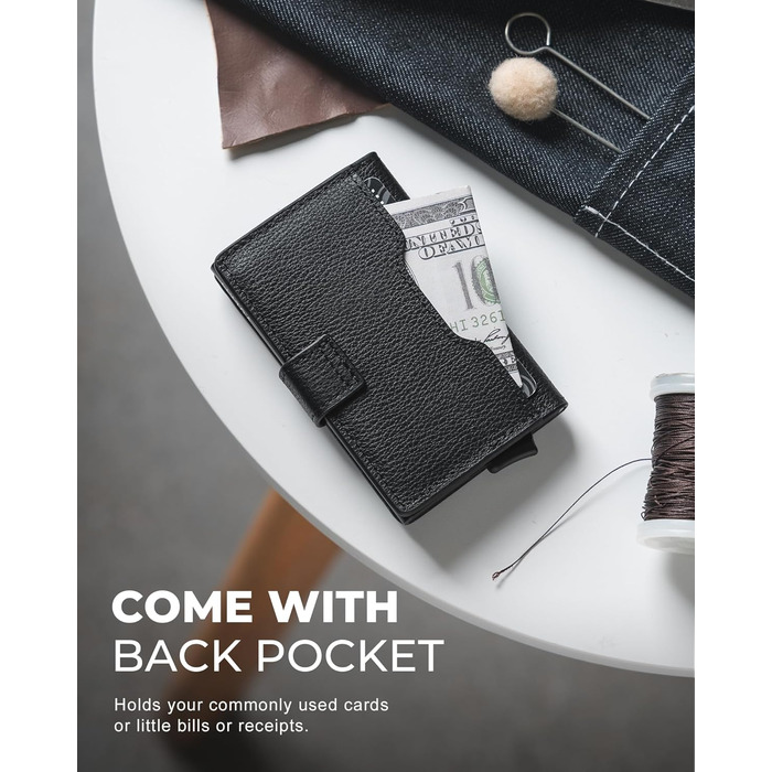 Чоловіче картхолдер VULKIT з RFID захистом, шкіряний, на 3 картки та віконце для ID, з магнітною застібкою, червоний (шкіра Litchi)