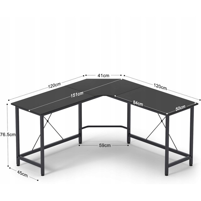 Кутовий L-подібний стіл 150x150 см, ігровий та офісний