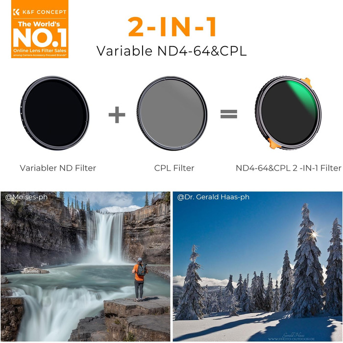 Фільтр K&F Concept Nano-X 37mm 2-в-1: ND та CPL (ND4-ND64)