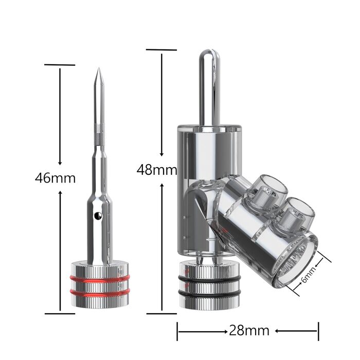 Комплект бананових роз'ємів Monosaudio BA1403, родієве покриття, закритий тип для акустичних кабелів та домашнього кінотеатру, 8 шт.