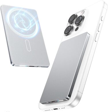 Power Bank Magsafe Mini 5000mAh 22,5W з USB-C, бездротова зарядка, для iPhone 16/15/14/13/12 (Матовий сірий)