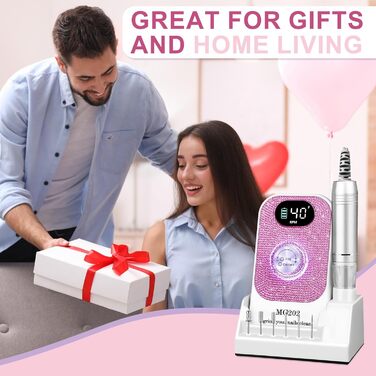 Електричний апарат для манікюру та педикюру Nagelfräser 12в1 з алмазним набором для гелю та акрилу, 40000 об/хв, білий