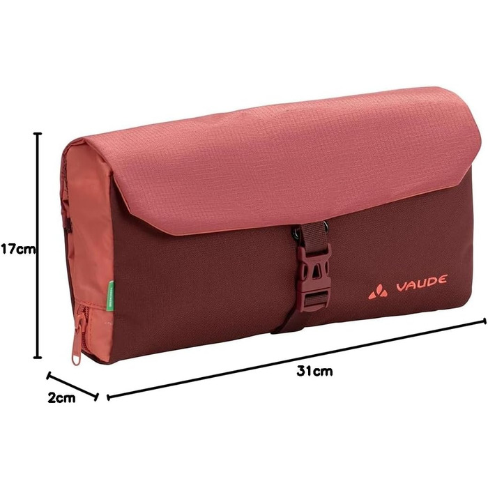 Kulturtasche VAUDE WegaWrap: Косметичка з дзеркалом, тримачем для зубної щітки та гачком для підвішування, водонепроникна (Dark Cherry)