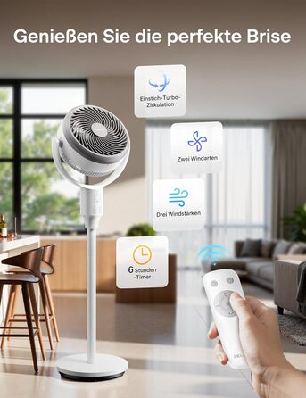 Вентилятор торнадо PELONIS з пульт дистанційного керування, дисплеєм, 3D циркуляцією, тихий (36.5dB), потужний (10м повітряний потік), регульована висота (60/111см), 4 швидкості, таймер, знімна решітка, поворотний, 92см, чорний