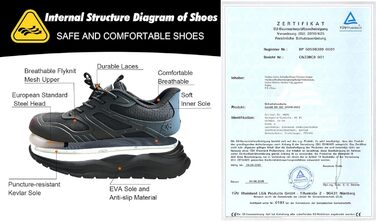 Черевики безпеки унісекс з металевим носком. Легкі, антиковзкі, дихаючі, водонепроникні літні черевики з посиленою підошвою (35 EU, M103 Чорний)