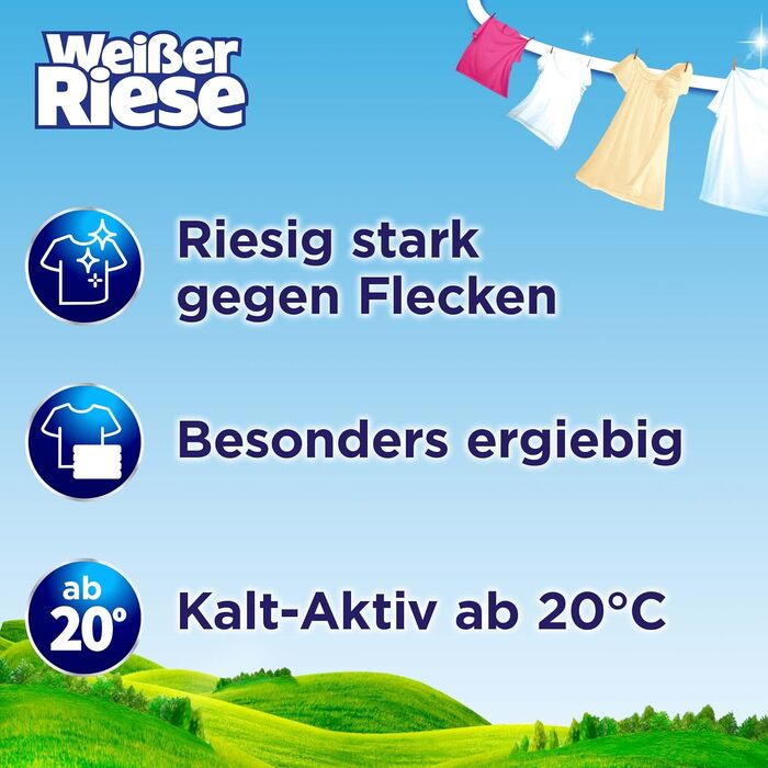 Пральний порошок Weißer Riese Color для кольорових речей, ефективний проти плям, активний від 20°C, 90 прань