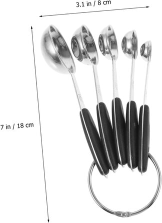 Cabilock 3-Piece Measuring Spoon Set, Stainless Steel Kitchen Helper Set, Kitchen Utensil Set, Measuring Spoons Set, Dessert Cups with Lid, Measuring Spoon Cup, Stainless Steel