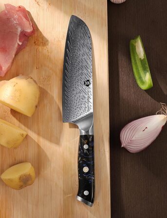 Ніж кухонний професійний Santoku WILDMOK 17 см, VG10 дамаська сталь, ергономічна рукоятка, для дому та ресторану