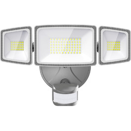 Onforu LED Floodlights with Motion Sensor Outdoor 55W, 5000 LM LED Floodlight, Outdoor Spotlight with Adjustable 3 Heads, 6500 K Cool White Spotlight, IP65 Waterproof Floodlight for Garage, Garden, Yard (Gray)