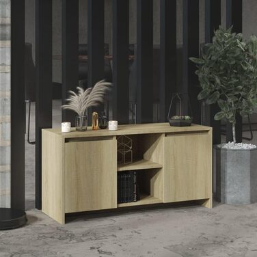 Тумба під телевізор vidaXL з дверцятами і полицями, 102x37,5x52,5 см, дуб сонома, ДСП, ТВ комод, низька шафа для вітальні