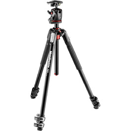 Штатив Manfrotto MT190XPRO4 з алюмінію з кутовою центральною колоною - 4-секційний штатив для DSLR та бездзеркальних камер, чорний/антрацит (комплект з кульковою головкою)