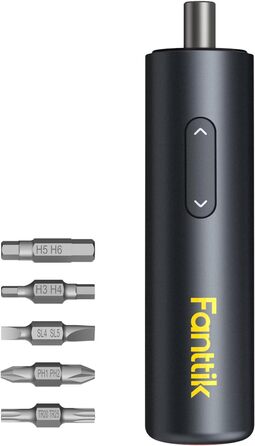 Fanttik NEX S1 Капсульний акумуляторний шуруповерт, 3.7V, 5Nm, 320 об/хв, LED, S2 біти, 5 шт. сталеві біти для меблів та побутових приладів, чорний