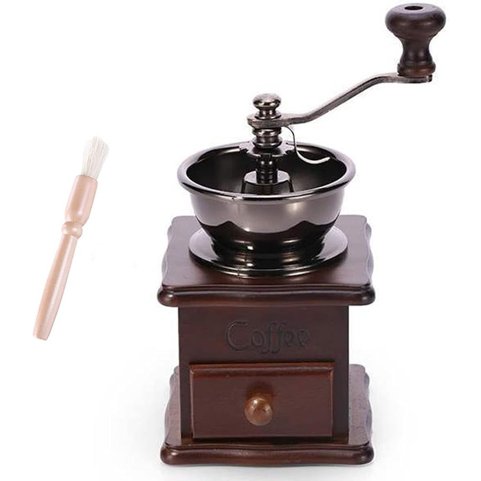 Ручна кавомолка A + kitchen Vintage стиль з керамічним жорном, коричнева, 20 x 9,5 x 16,5 см