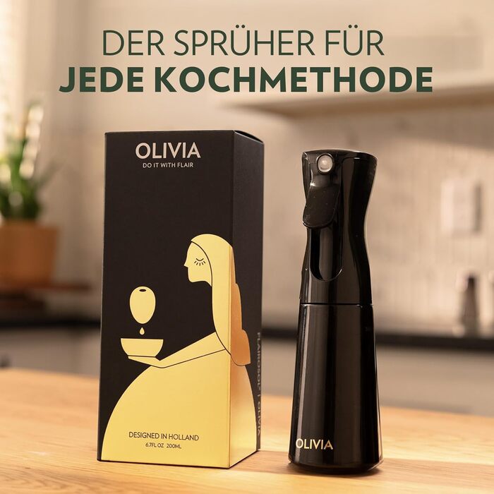 Розпилювач для олії FlairRosol Olivia, 2 шт., зелене скло, 200 мл - ідеально для фритюрниці, салатів, BBQ