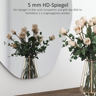 Дзеркало настінне чорне 40x60 см прямокутне з заокругленими кутами, монтаж на стіну, нержавіюча сталь, косметичне дзеркало для ванної кімнати та вітальні, гладка поверхня, горизонтальний/вертикальний монтаж