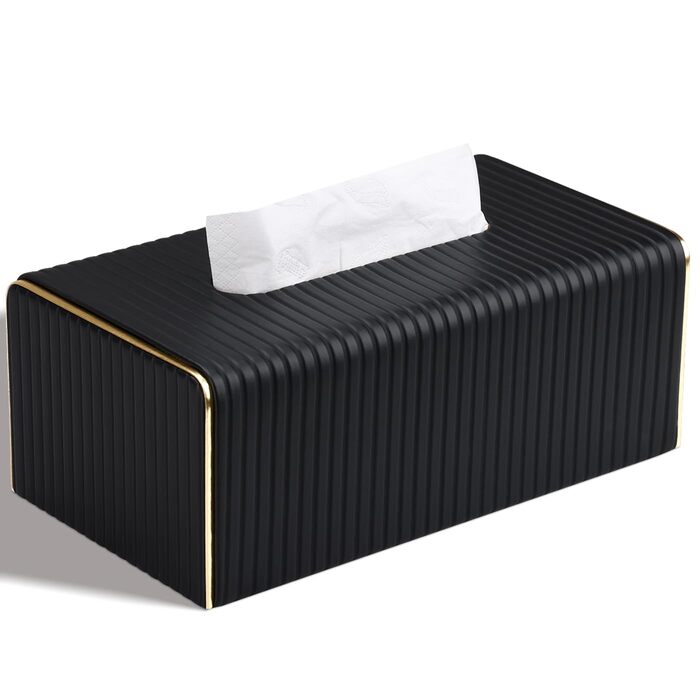 Скляниця для серветок з PU шкіри, чорна в смужку