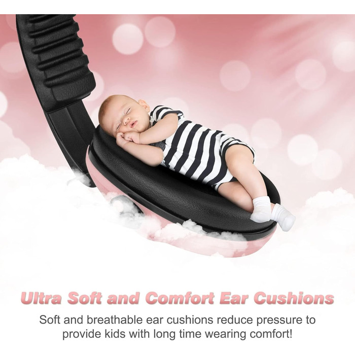 Дитячий захист вух: навушники від шуму, комфортні, складні, для школи, аутизму, сну, навчання, ADHS, феєрверків, концертів (світлорожевий/1 шт.)