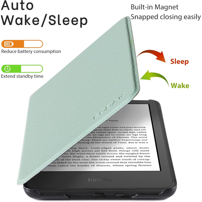 Чохол для Kindle 11 (2022/2024) CoBak, Matchagrün, з авто-функцією сну/пробудження