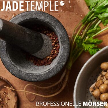 Ступка з пестиком JADE TEMPLE з натурального граніту, 12х12 см, для подрібнення спецій та трав