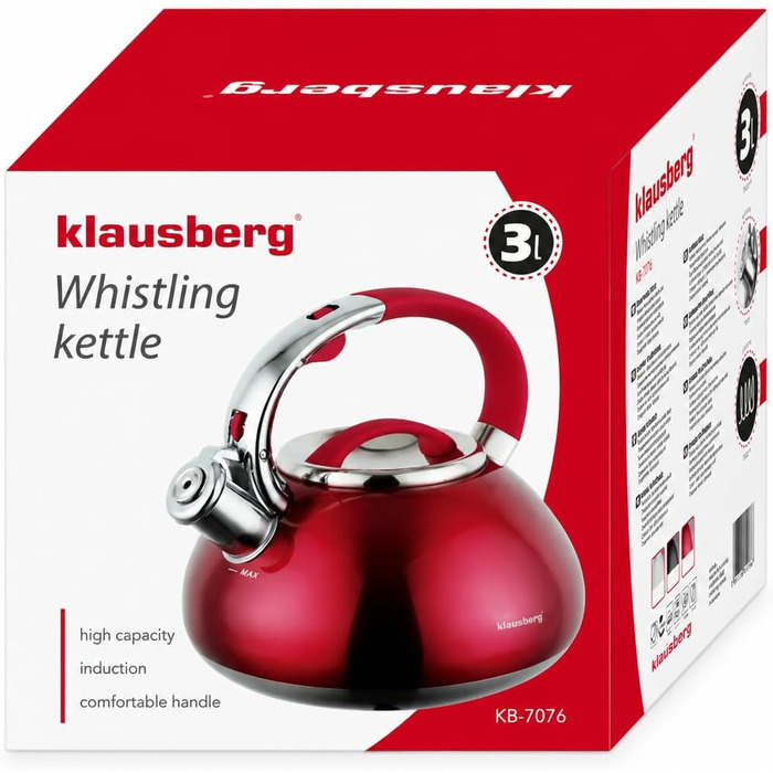 Чайник емальований Klausberg KB7107 Creme 2.5л для плити, нержавіюча сталь