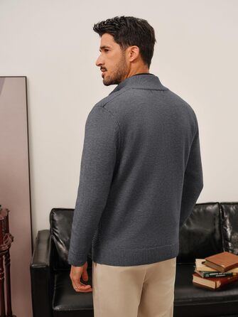 Кардиган чоловічий PJ PAUL JONES з блискавкою та стійким коміром, грубий трикотаж, XL, темно-сірий