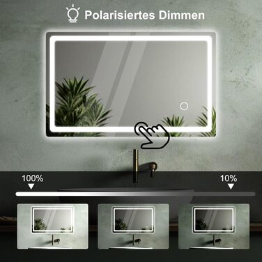 Дзеркало для ванної кімнати з підсвічуванням 40x60 см LED, з вимикачем, холодне біле світло 6000K