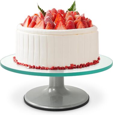 Обертова підставка для тортів Uten: поворотний стіл для випічки, декорування тортів, цукрової глазурі (гартоване скло)