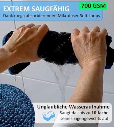 Набір рушників для сушіння BLUMBACH Ultra Wipes, 700 GSM, 40x60 см, темно-синій (3 шт.) — преміум серія для душу та авто