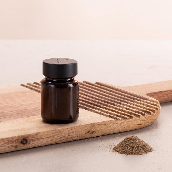 Koffs Design Salt and Pepper Shaker Set - Brown Glass - Salt Shaker with Stainless Steel Lid - Shakers for Pepper and Salt - Small and Modern Table Shakers - Salt & Pepper - 10 Sets