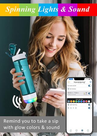 Розумна пляшка для води з нагадуванням, LED-підсвітка та звуковий сигнал Hydrate Glow 750 мл, мотиваційна пляшка для пиття (зелена)