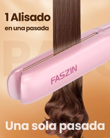 Фен-щітка Faszin 2-в-1 для випрямлення та завивки волосся, швидкий нагрів 20с, титанові пластини з іонізацією, LCD-дисплей, регулювання температури 130°C-230°C, рожевий колір